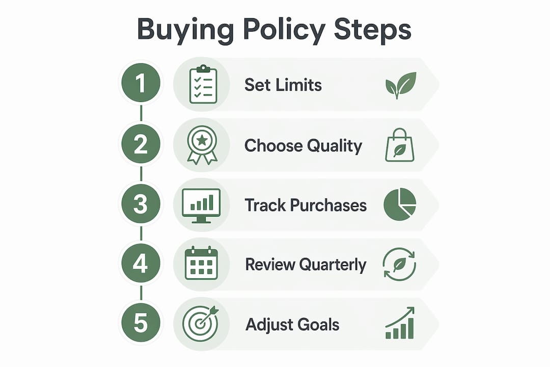 Infographic outlining practical buying policy steps