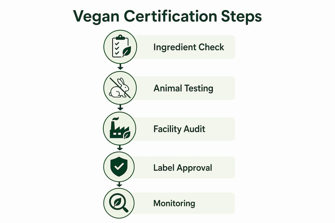 Infographic showing steps of vegan certification process