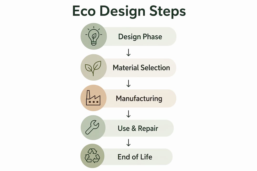 Infographic showing stages of eco design in circular economy