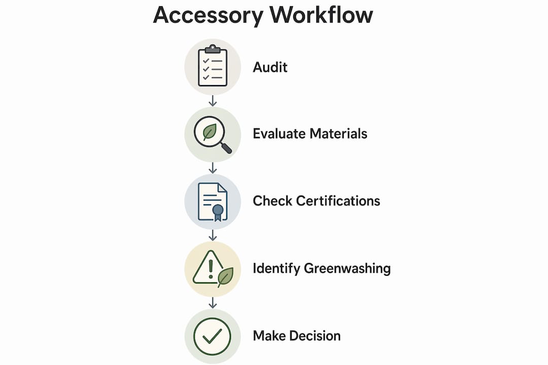 Infographic showing sustainable accessory workflow steps
