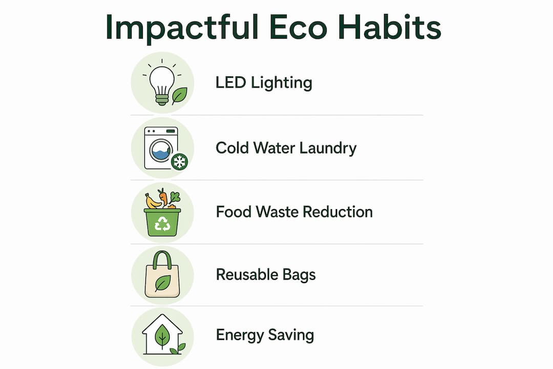 Infographic listing impactful daily eco-friendly habits