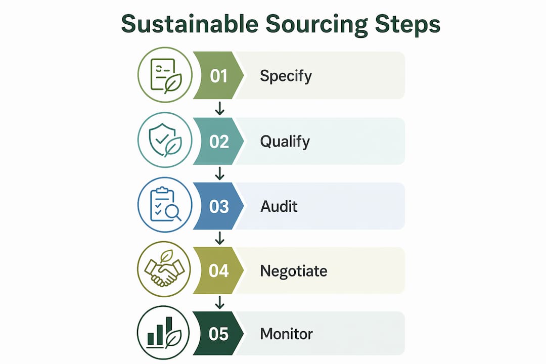 Infographic showing sustainable sourcing process steps