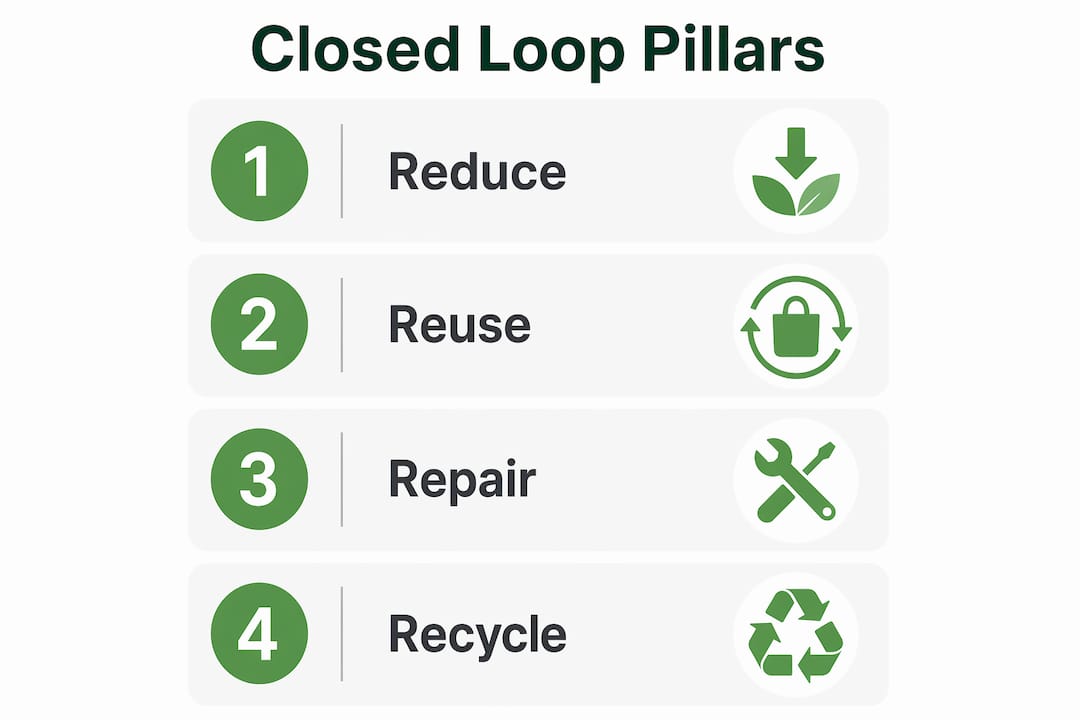 Infographic showing four pillars of closed loop fashion