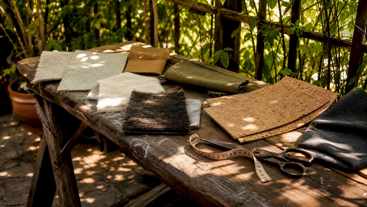 Samples of cruelty-free accessory materials