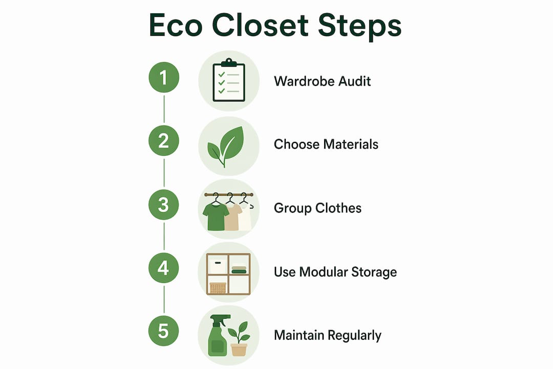 Infographic showing eco closet organization steps