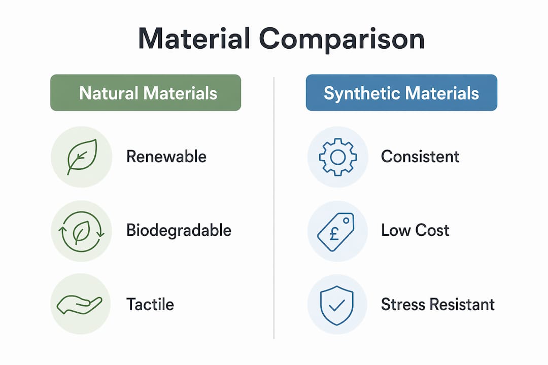 Infographic comparing natural and synthetic materials