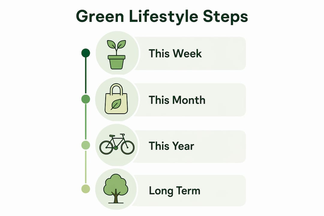 Infographic showing steps to start green lifestyle