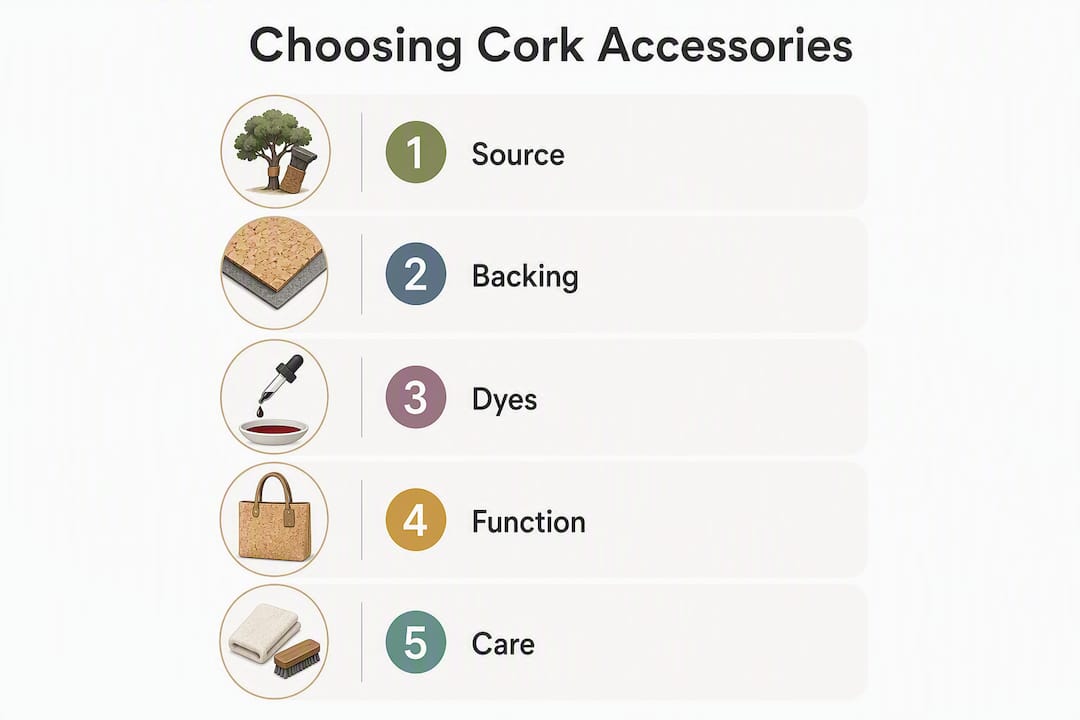Infographic showing steps for choosing cork accessories