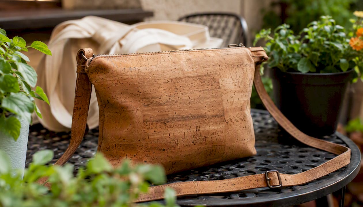 Worn cork bag showing rich patina