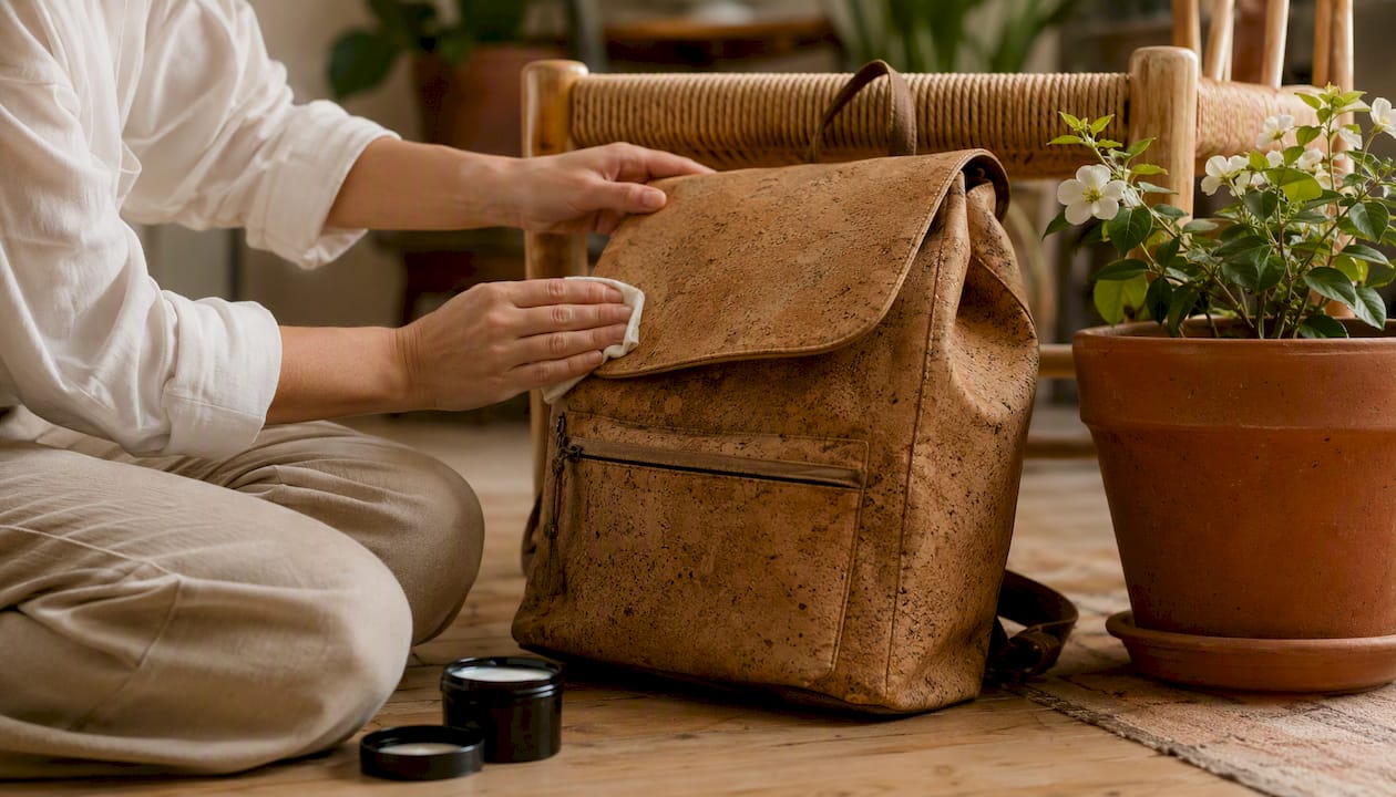 Hands conditioning aging cork backpack