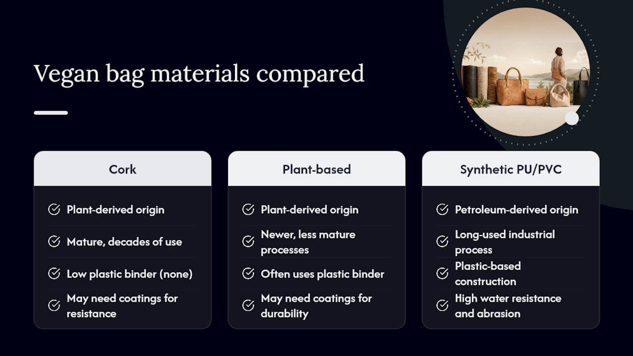 Comparison chart of vegan leather materials