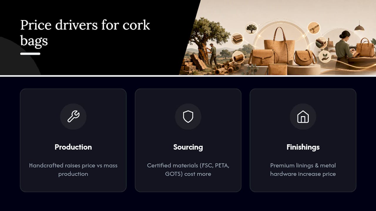 Diagram of price difference factors for cork bags
