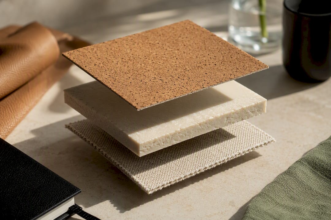 Illustration of layered vegan leather construction