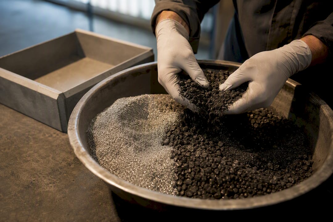 Steel dust mixed into Ferrock material