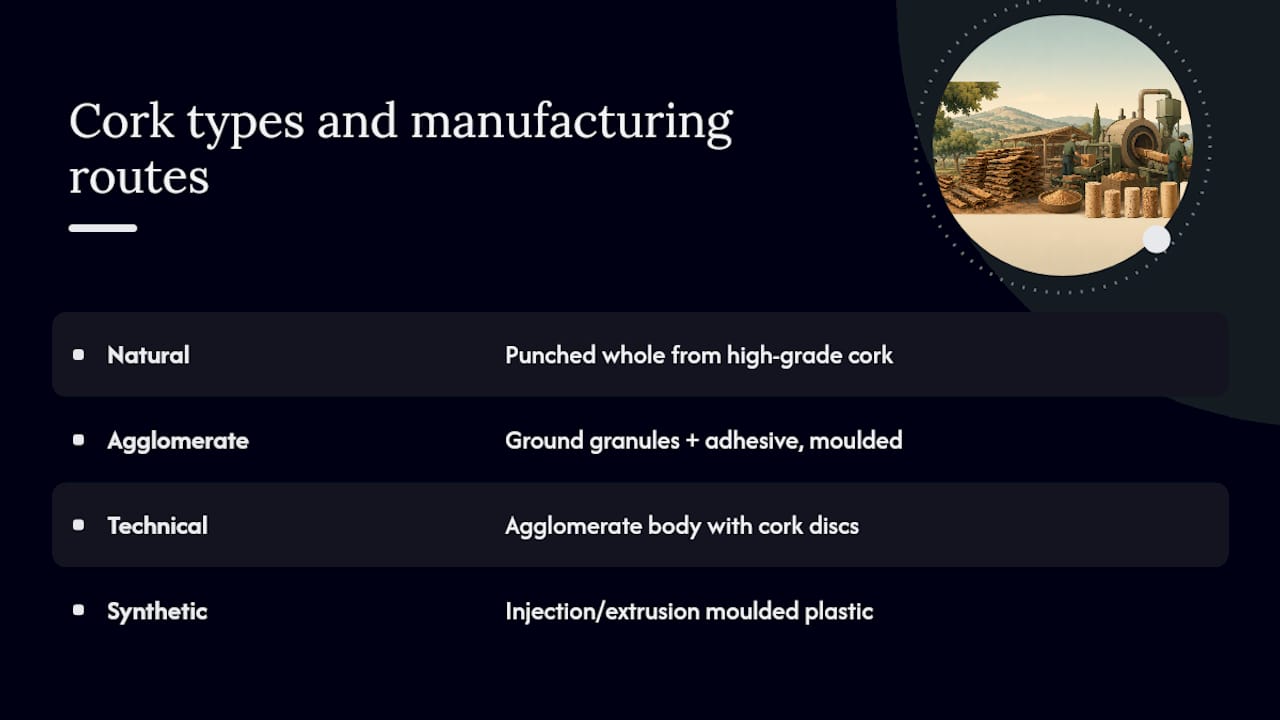 Four wine closure manufacturing routes