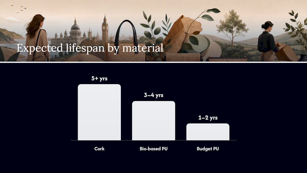 Expected lifespan comparison for purse materials