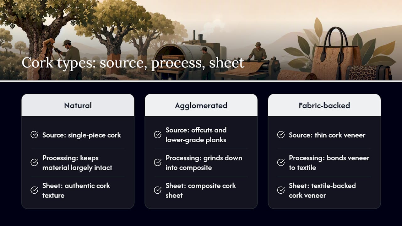 Three cork construction types compared