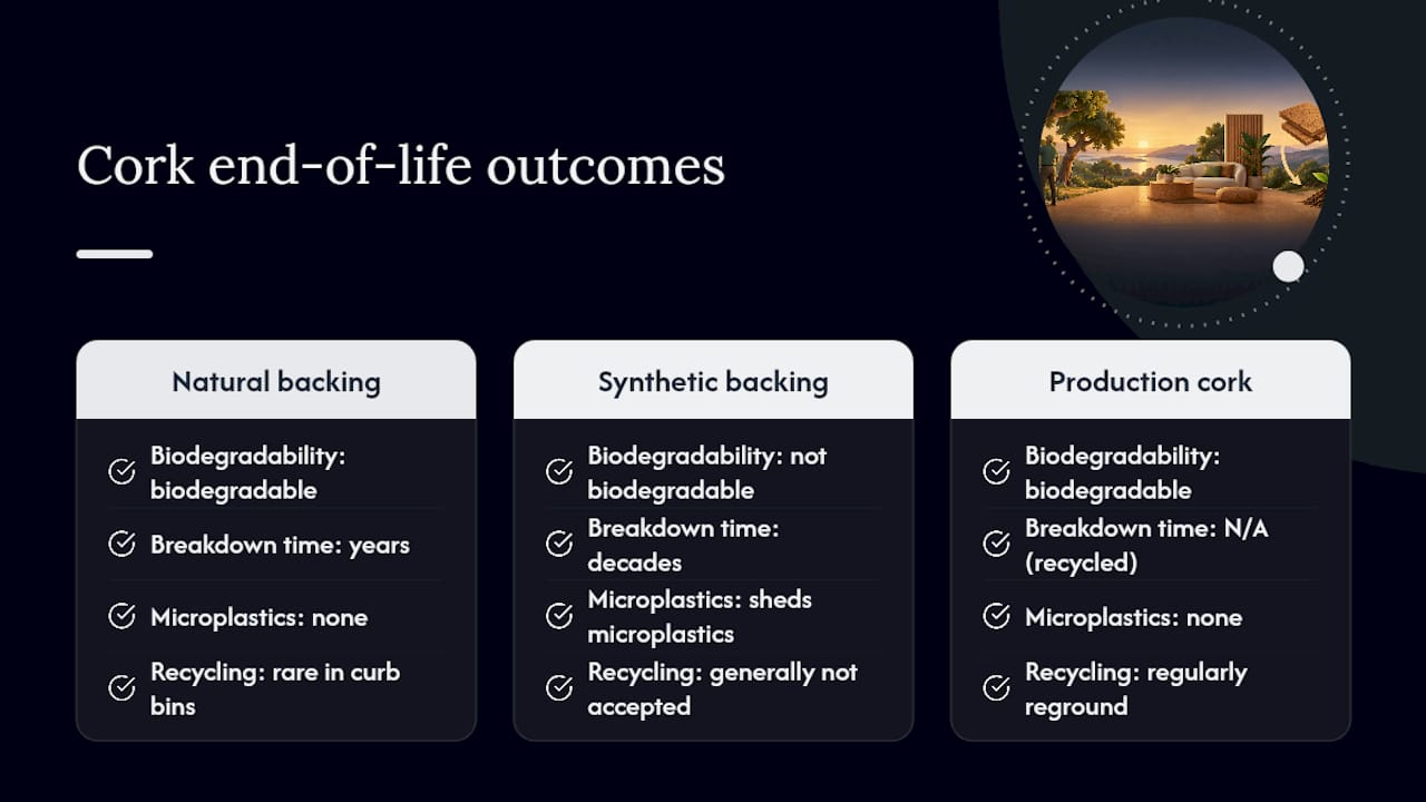 What happens to cork accessories at the end of their life — overview diagram