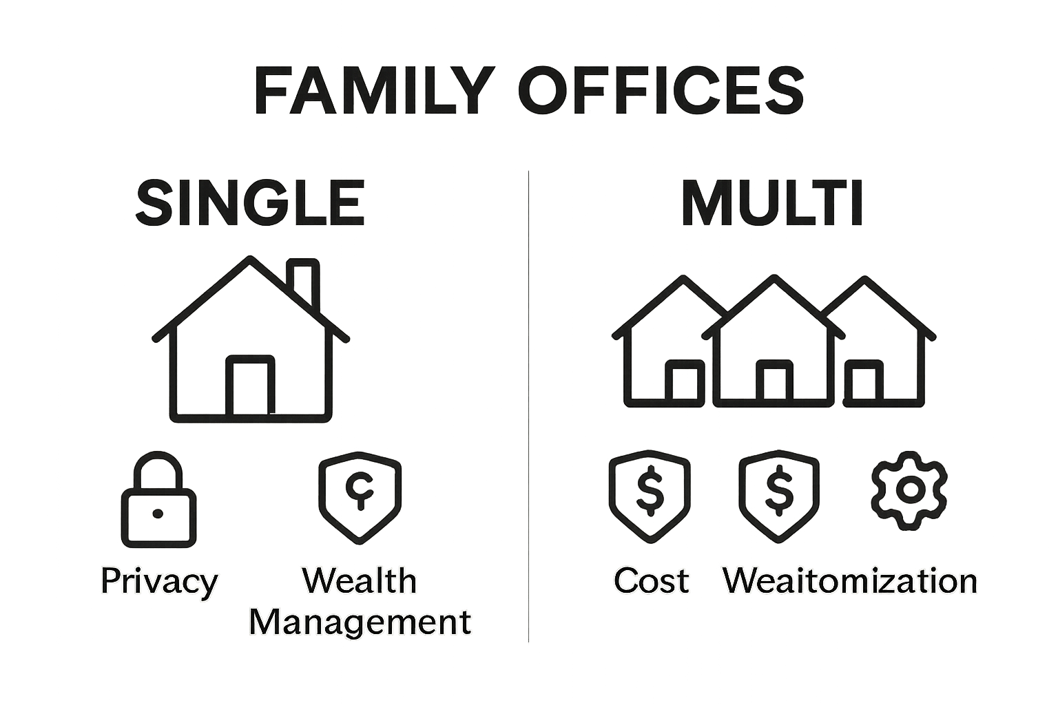 Infographic comparing single and multi-family office models