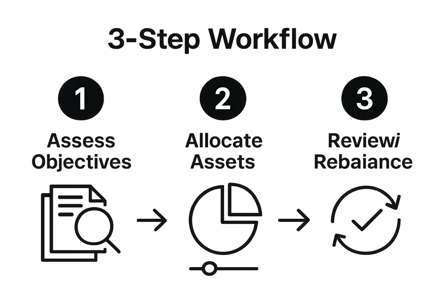 3-step investment workflow diagram for family office process