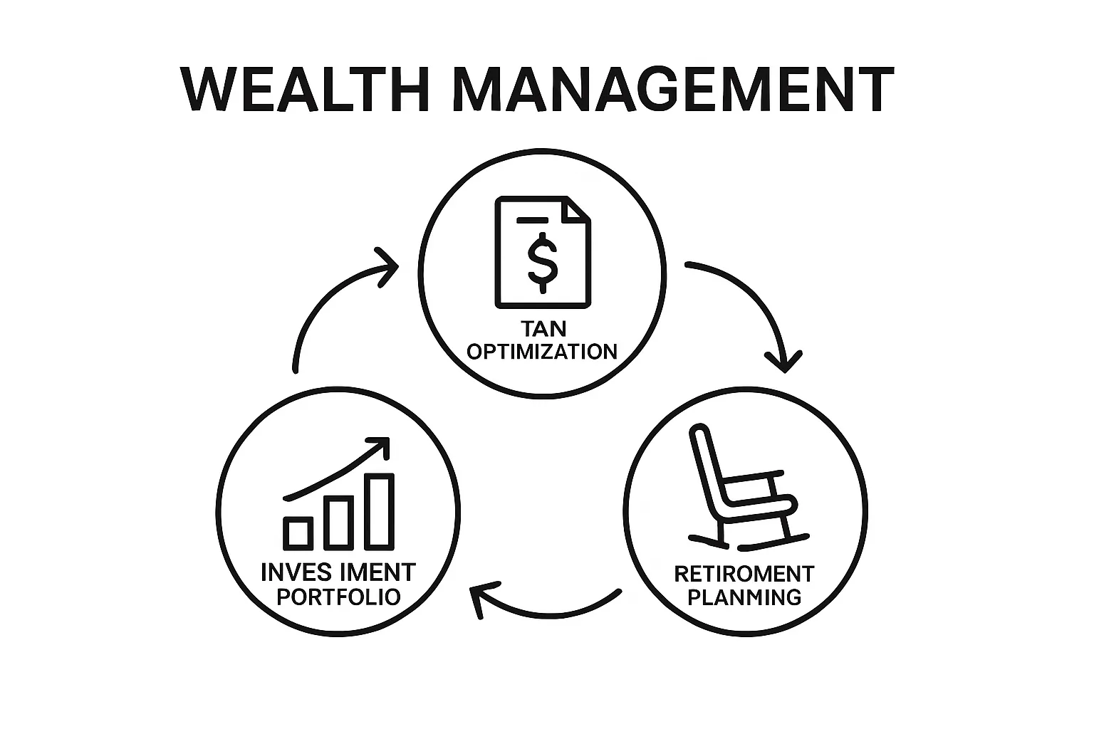 Infographic showing investment, tax, and retirement workflow cycle