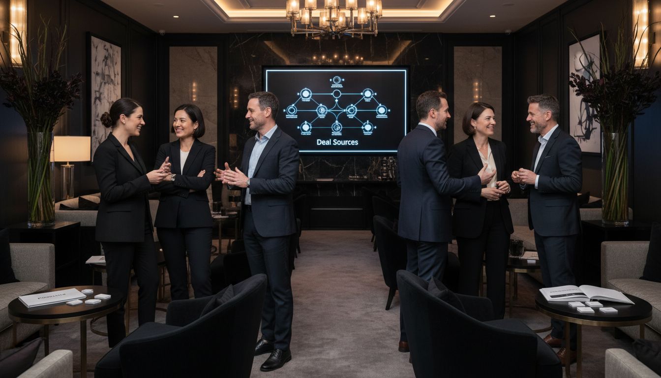 Professionals networking to source investment deals