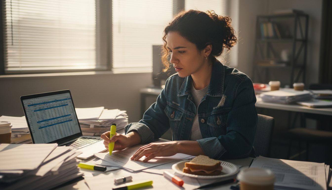 Analyst collecting market data at desk