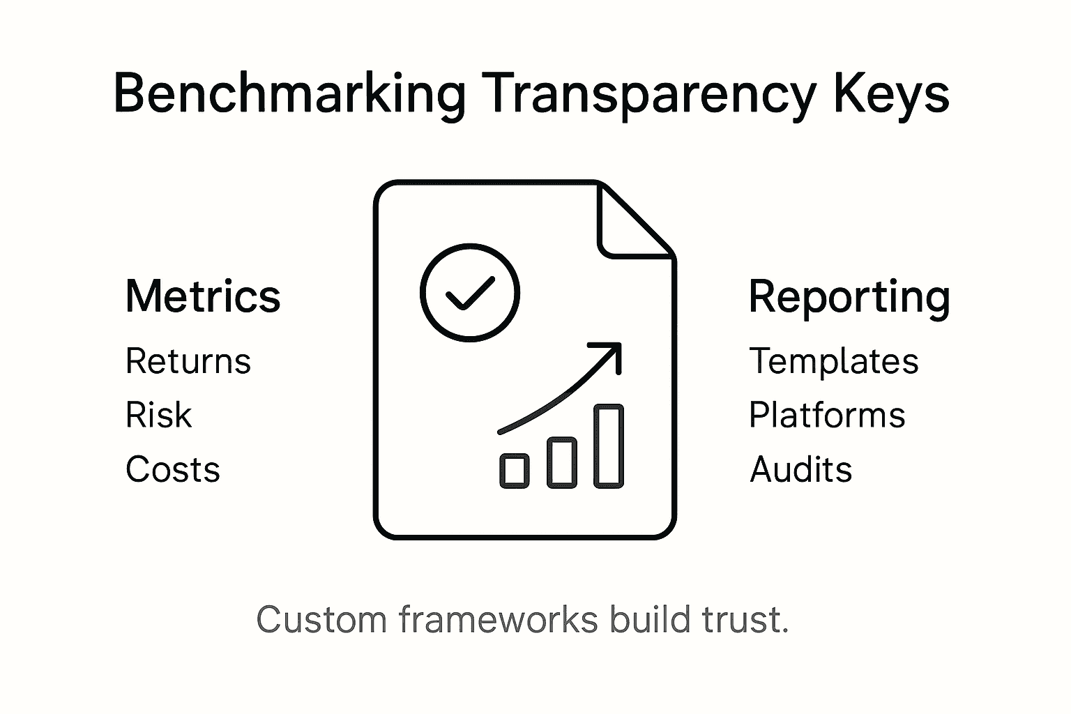 Infographic showing benchmarking transparency keys
