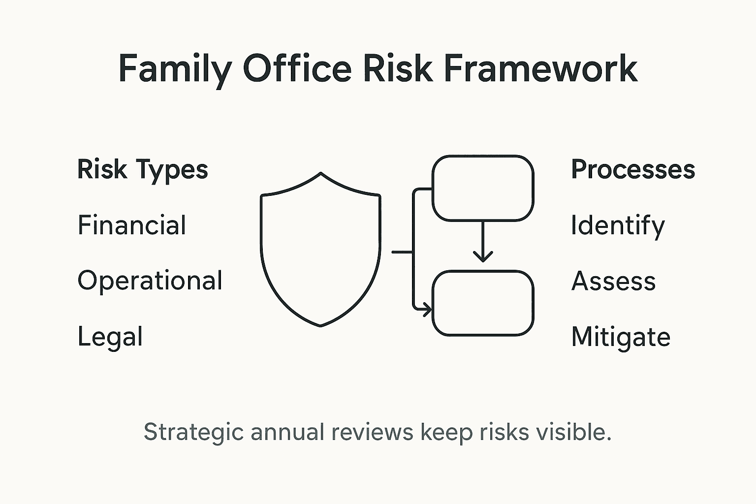 Infographic showing family office risk types and framework