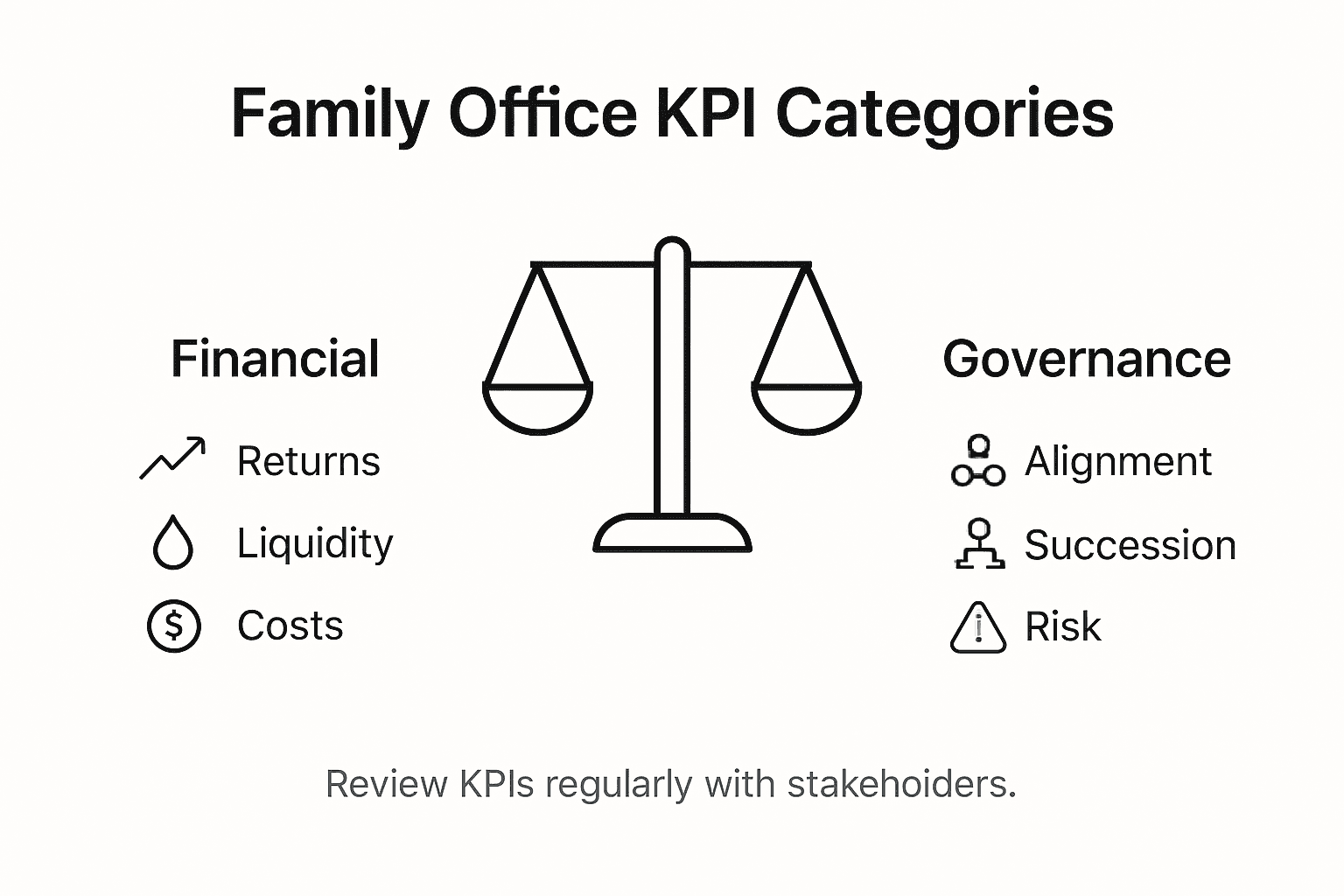 Infographic of family office KPI main categories