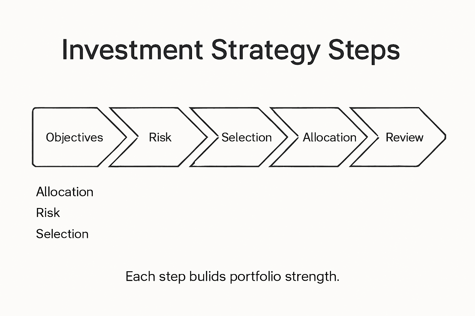 Infographic with investment strategy key steps