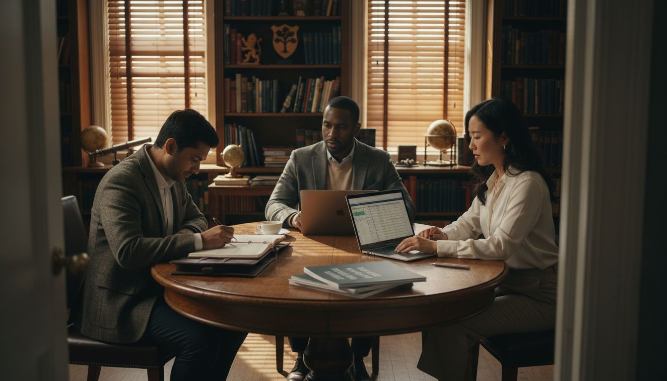 Family office team reviews investments