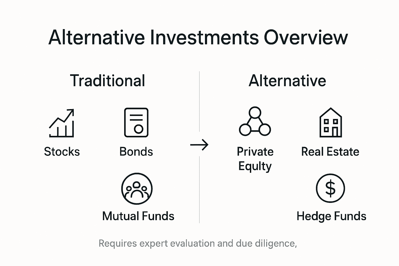 Infographic showing alternative investments overview