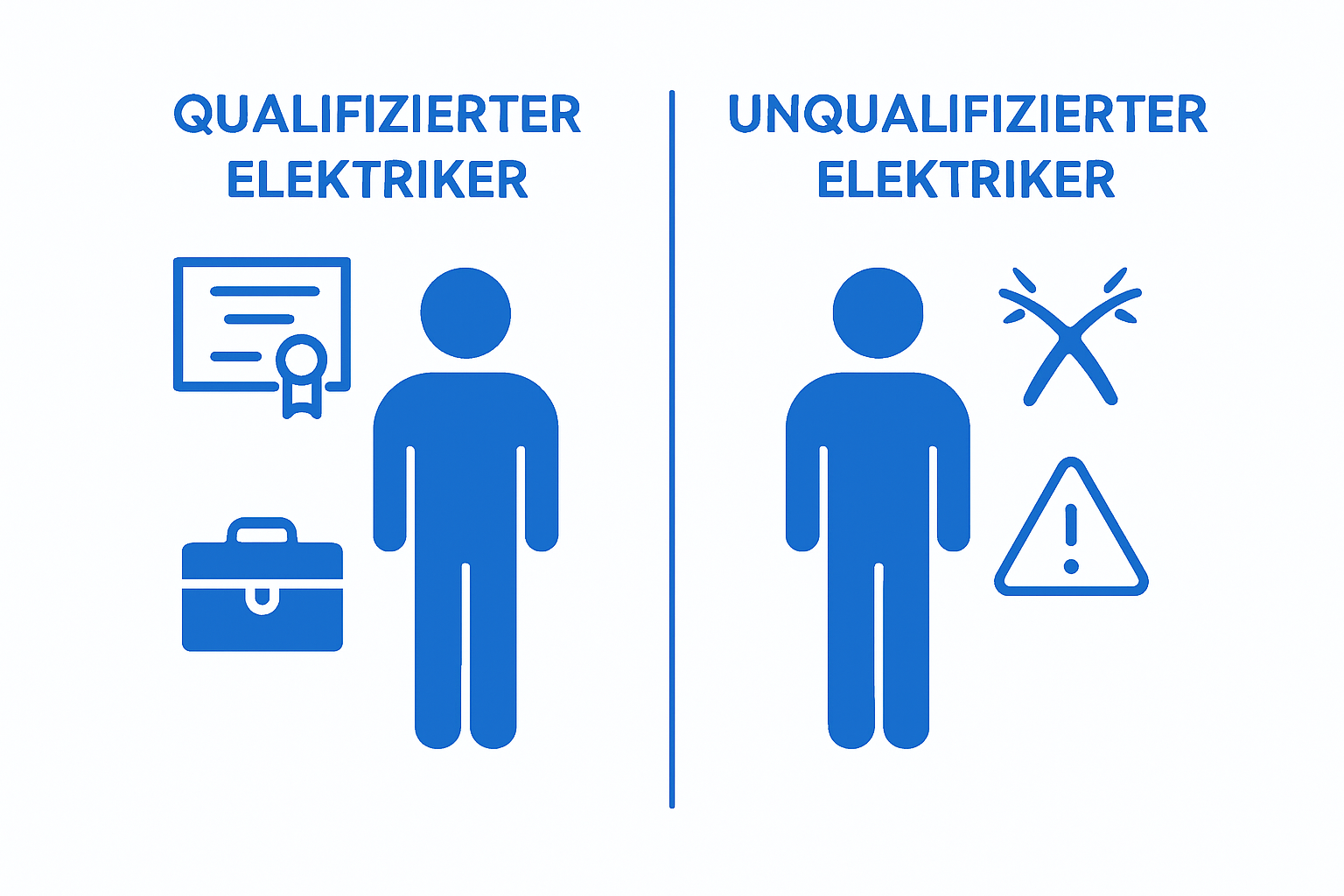 Vergleich qualifizierter vs unqualifizierter Elektriker als Infografik