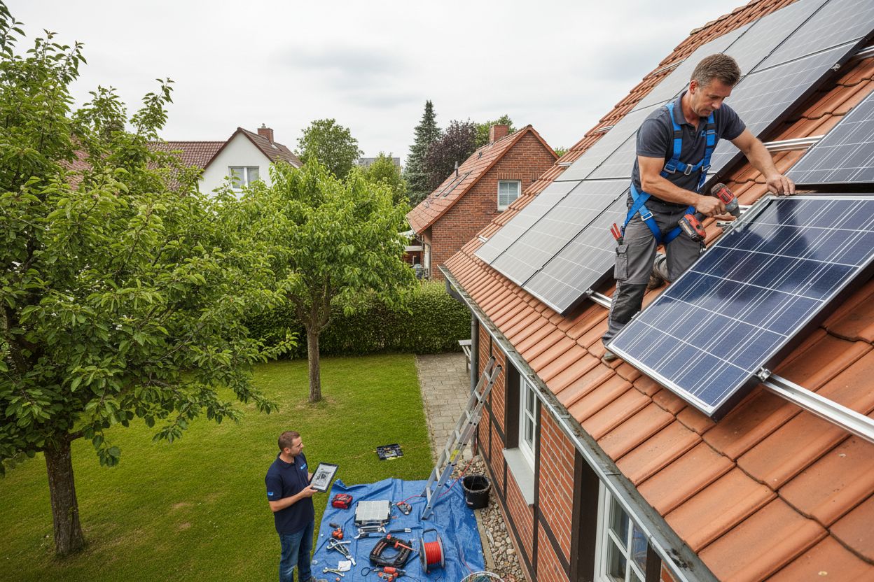 Photovoltaik Montage Dacharbeit