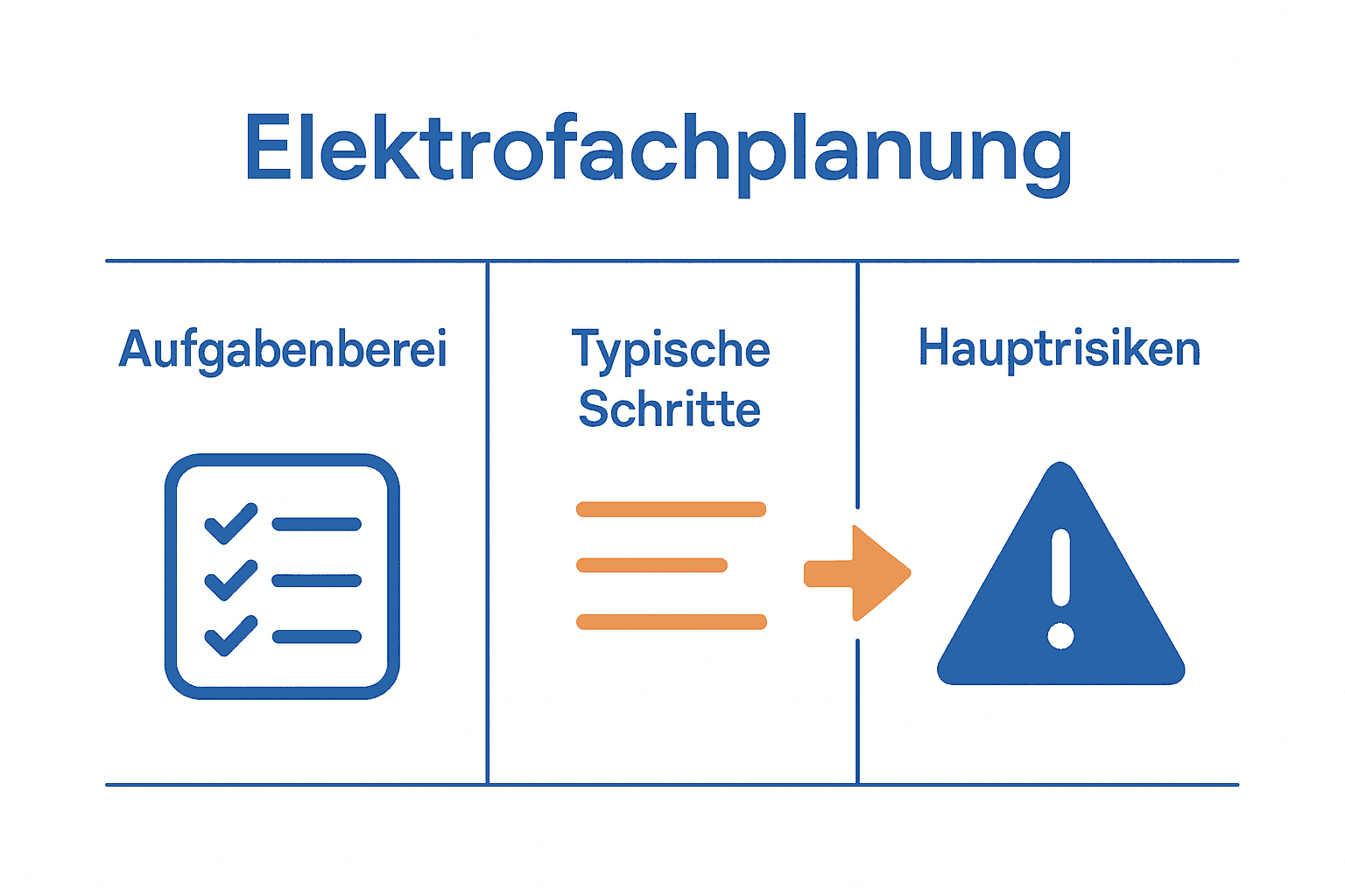 Infografik zu Aufgaben und Risiken der Elektrofachplanung