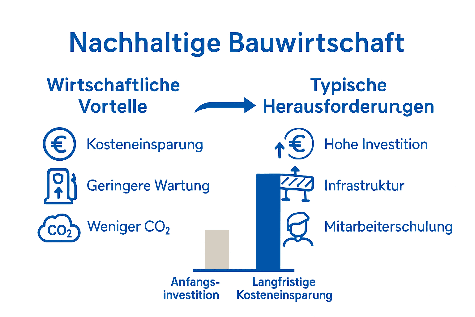 Vorteile und Herausforderungen Elektromobilität Bau Infografik