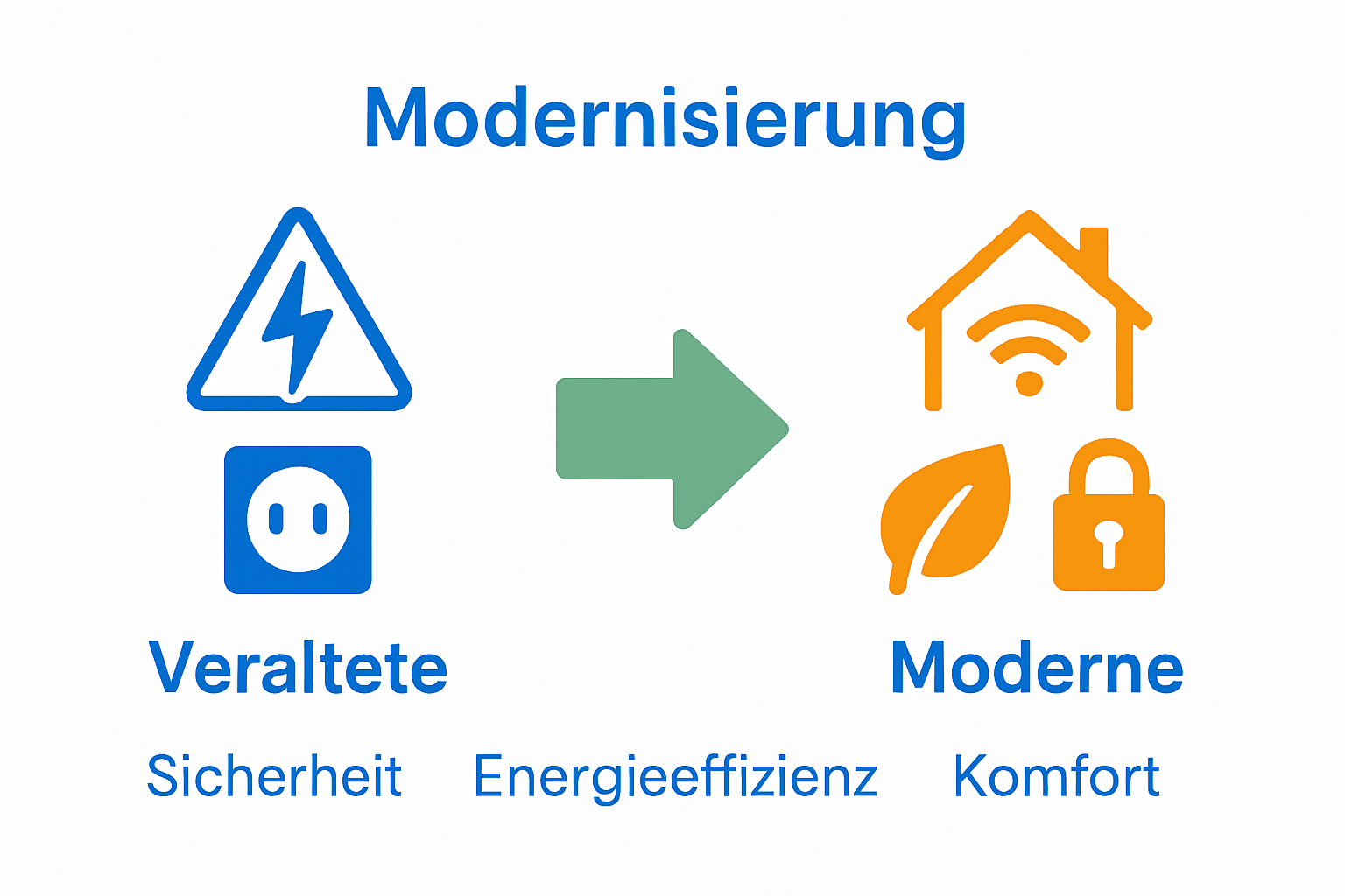 Moderne Elektroinstallation: Ihr umfassender Vorteils‑Leitfaden 1 Vergleich Grafik alte und moderne Elektroinstallation