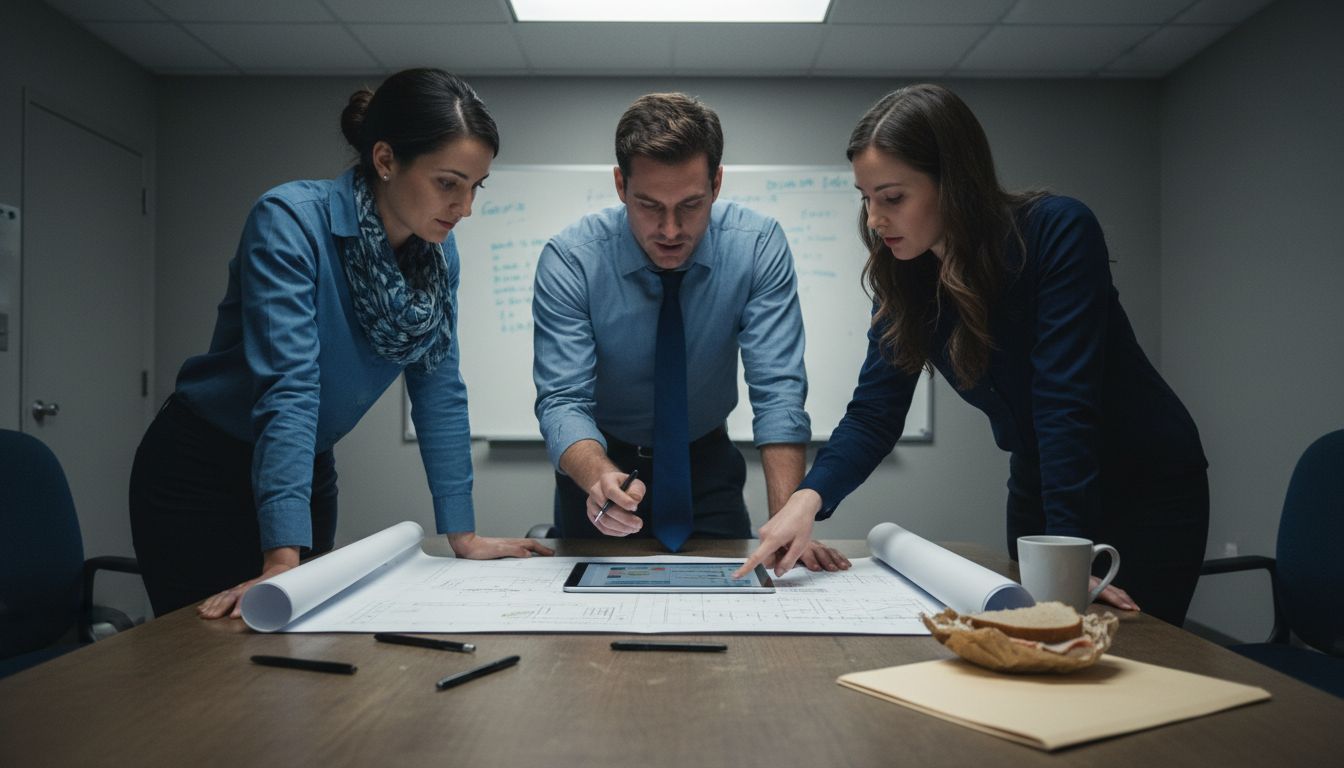 Elektrotechnik Outsourcing: Chancen, Risiken und Praxis 1 Team discusses electrical outsourcing models