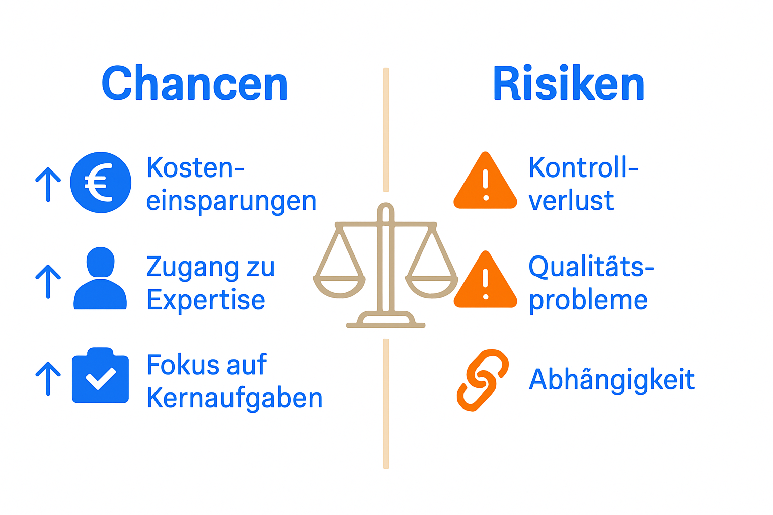 Elektrotechnik Outsourcing: Chancen, Risiken und Praxis 2 Infographic compares outsourcing opportunities and risks