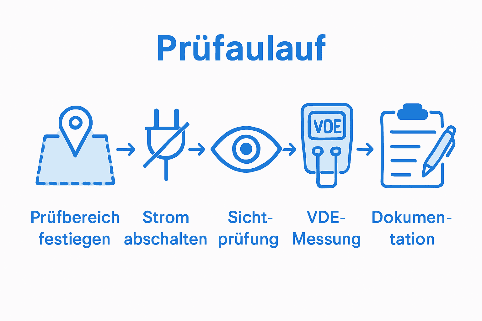 Sicherheitsprüfung Elektrik Ablauf: So gehen Sie richtig vor 2 Schritt-für-Schritt-Anleitung zur Überprüfung der elektrischen Sicherheit – als anschauliche Grafik dargestellt
