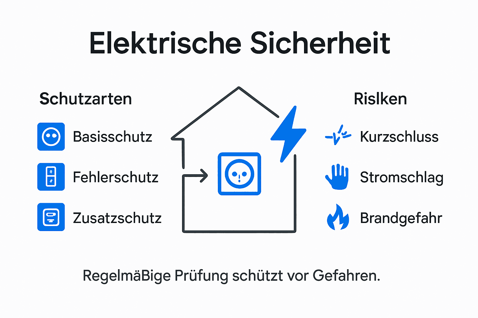 Schutzmaßnahmen Elektrik – Sicherheit für Gebäude und Menschen 1 Infografik: Wichtige Schutzmaßnahmen und potenzielle Gefahren im Umgang mit elektrischen Anlagen auf einen Blick