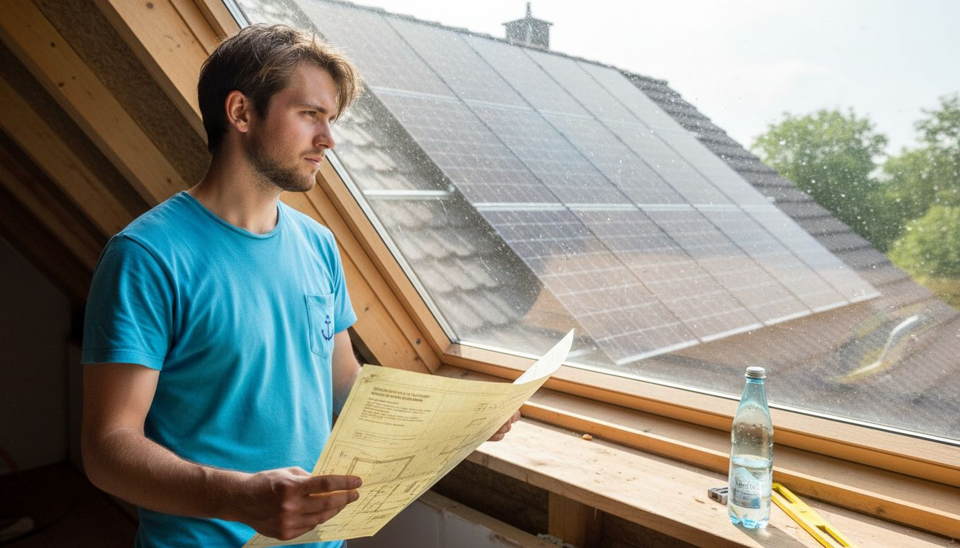 Photovoltaik-Planung 2025 Checkliste: Schritt-für-Schritt-Anleitung 1 Ein Hausbesitzer kontrolliert, ob seine Solarpanels am Fenster optimal ausgerichtet sind.