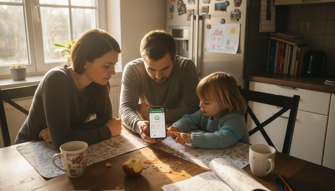 Photovoltaik nutzen – Wie Sie profitieren können 1 Die Familie behält ihren Stromverbrauch aus der Solaranlage im Blick.