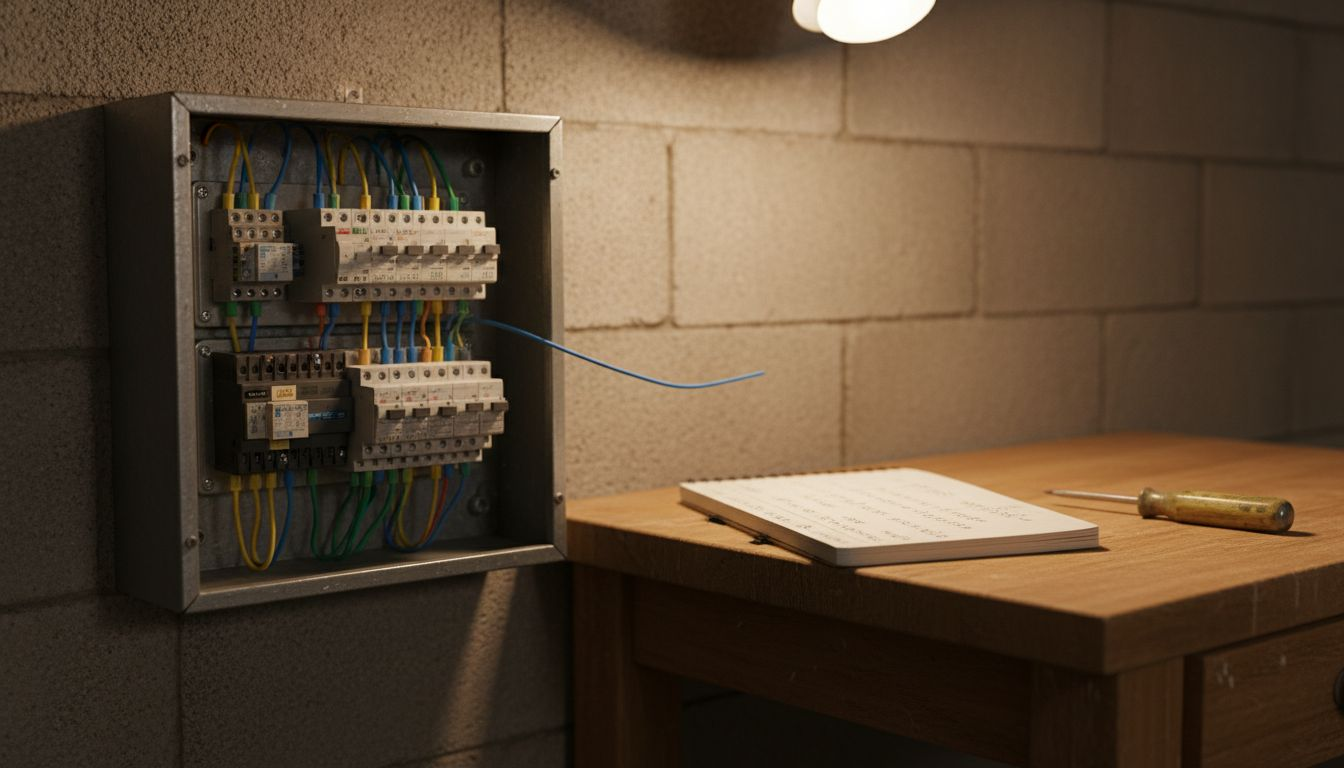 Was sind Schaltanlagen – Sicherheit und Effizienz im Smart Home 1 Nahaufnahme einer KNX-Schaltanlage mit sichtbarer Verdrahtung