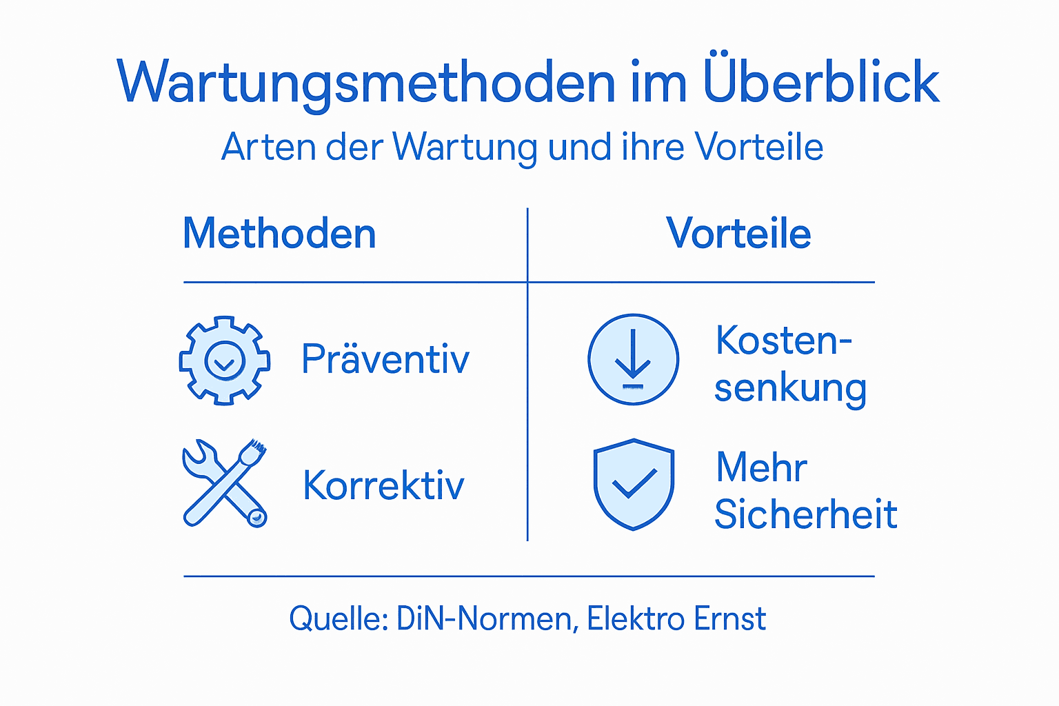 Die Infografik gibt einen Überblick über verschiedene Wartungsstrategien und deren Vorteile.