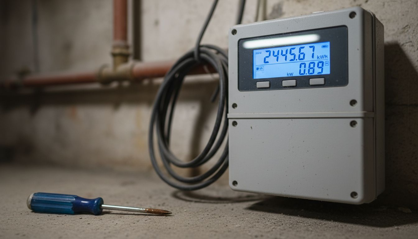 Detailansicht eines modernen digitalen Stromzählers