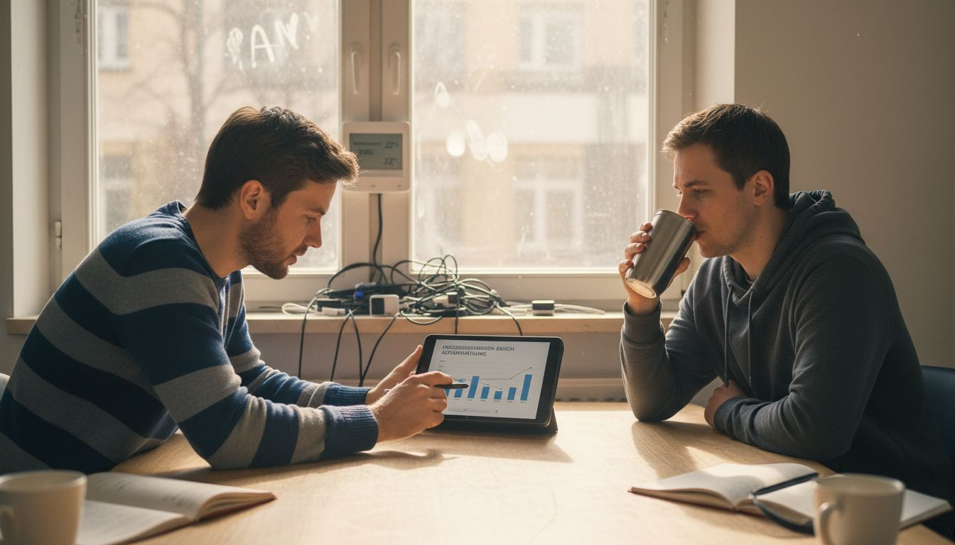 Unternehmer tauschen sich über die Umsetzung neuer Technologie-Lösungen aus.