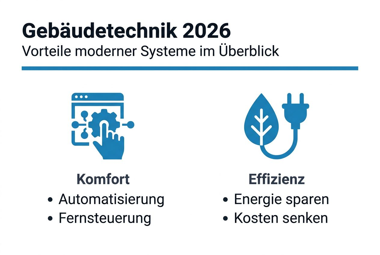 Infografik: Die wichtigsten Vorteile moderner Gebäudetechnik auf einen Blick