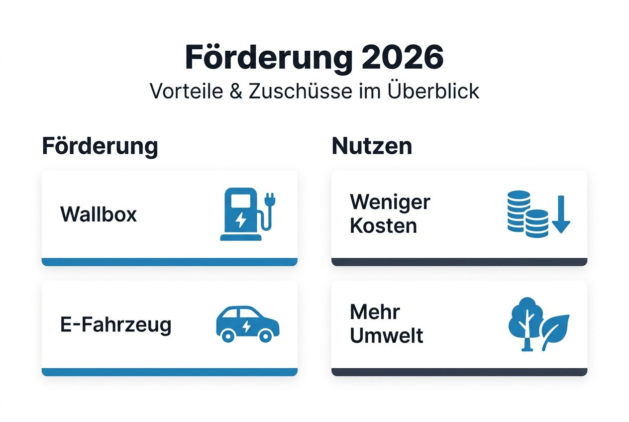 Infografik: Förderung und Vorteile der Elektromobilität im Jahr 2026